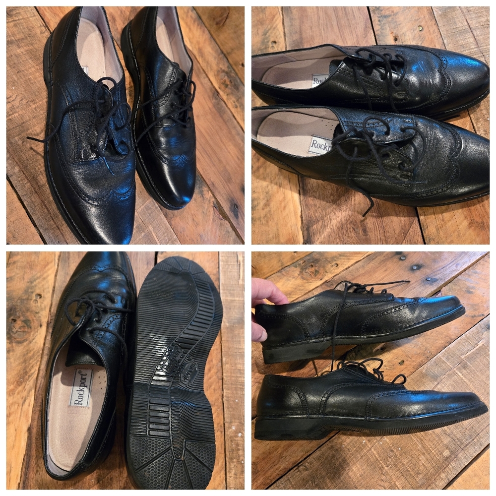 Rockport Black Leather Oxford Shoes Sz 9M Womens
